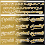 Custom Black Old Gold-White Gradient Horizontal Stripe Two-Button Unisex Softball Jersey