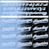 Custom Black Light Blue-White Gradient Horizontal Stripe Two-Button Unisex Softball Jersey