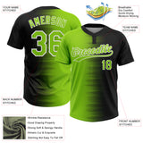 Custom Black Neon Green-White Gradient Horizontal Stripe Two-Button Unisex Softball Jersey