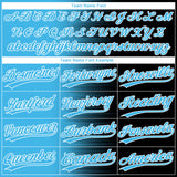 Custom Black Sky Blue-White Gradient Horizontal Stripe Two-Button Unisex Softball Jersey