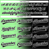 Custom Black Pea Green-White Gradient Horizontal Stripe Two-Button Unisex Softball Jersey