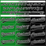 Custom Black Grass Green-White Gradient Horizontal Stripe Two-Button Unisex Softball Jersey