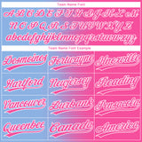 Custom Pink Light Blue-White Gradient Horizontal Stripe Two-Button Unisex Softball Jersey