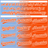Custom Orange Light Blue-White Gradient Horizontal Stripe Two-Button Unisex Softball Jersey
