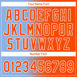 Custom Orange Light Blue-White Gradient Horizontal Stripe Two-Button Unisex Softball Jersey