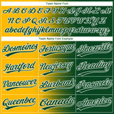 Custom Green Gold-White Gradient Horizontal Stripe Two-Button Unisex Softball Jersey
