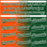 Custom Green Orange-White Gradient Horizontal Stripe Two-Button Unisex Softball Jersey