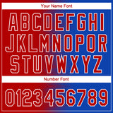 Custom Red Thunder Blue-White Gradient Horizontal Stripe Two-Button Unisex Softball Jersey
