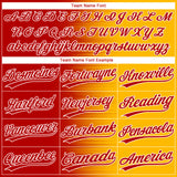 Custom Gold Red-White Gradient Horizontal Stripe Two-Button Unisex Softball Jersey