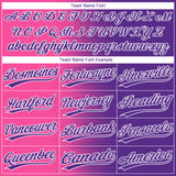 Custom Pink Purple-White Gradient Horizontal Stripe Two-Button Unisex Softball Jersey