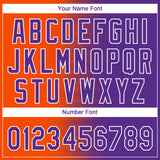 Custom Orange Purple-White Gradient Horizontal Stripe Two-Button Unisex Softball Jersey