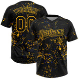 Custom Black Gold-Royal Abstract Shattered Paint Splatter Two-Button Unisex Softball Jersey