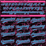 Custom Black Sky Blue Pink-Light Blue Abstract Shattered Paint Splatter Two-Button Unisex Softball Jersey