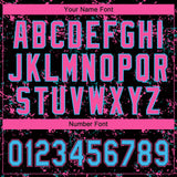 Custom Black Sky Blue Pink-Light Blue Abstract Shattered Paint Splatter Two-Button Unisex Softball Jersey