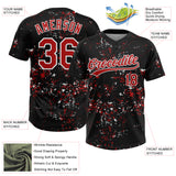 Custom Black Red-White Abstract Shattered Paint Splatter Two-Button Unisex Softball Jersey