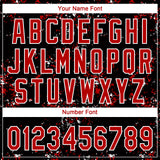 Custom Black Red-White Abstract Shattered Paint Splatter Two-Button Unisex Softball Jersey