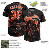 Custom Black Orange-White Abstract Shattered Paint Splatter Two-Button Unisex Softball Jersey