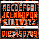 Custom Black Orange-White Abstract Shattered Paint Splatter Two-Button Unisex Softball Jersey