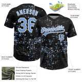 Custom Black Light Blue-White Abstract Shattered Paint Splatter Two-Button Unisex Softball Jersey