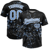 Custom Black Light Blue-White Abstract Shattered Paint Splatter Two-Button Unisex Softball Jersey