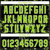 Custom Black Neon Green-White Abstract Shattered Paint Splatter Two-Button Unisex Softball Jersey