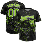 Custom Black Neon Green-White Abstract Shattered Paint Splatter Two-Button Unisex Softball Jersey