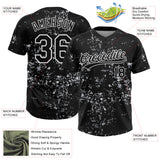 Custom Black White-Light Gray Abstract Shattered Paint Splatter Two-Button Unisex Softball Jersey