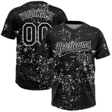 Custom Black White-Light Gray Abstract Shattered Paint Splatter Two-Button Unisex Softball Jersey