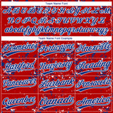 Custom Red Royal-White Abstract Shattered Paint Splatter Two-Button Unisex Softball Jersey