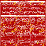 Custom Red Gold-White Abstract Shattered Paint Splatter Two-Button Unisex Softball Jersey