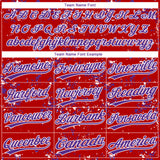 Custom Red Purple-White Abstract Shattered Paint Splatter Two-Button Unisex Softball Jersey