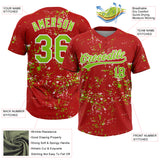 Custom Red Neon Green-White Abstract Shattered Paint Splatter Two-Button Unisex Softball Jersey