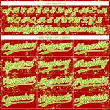 Custom Red Neon Green-White Abstract Shattered Paint Splatter Two-Button Unisex Softball Jersey