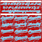 Custom Red Sky Blue-White Abstract Shattered Paint Splatter Two-Button Unisex Softball Jersey