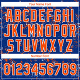 Custom Royal Orange-White Abstract Shattered Paint Splatter Two-Button Unisex Softball Jersey