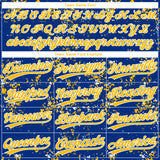 Custom Royal Gold-White Abstract Shattered Paint Splatter Two-Button Unisex Softball Jersey