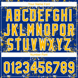 Custom Royal Gold-White Abstract Shattered Paint Splatter Two-Button Unisex Softball Jersey