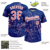 Custom Royal Medium Pink-White Abstract Shattered Paint Splatter Two-Button Unisex Softball Jersey