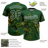 Custom Green Kelly Green Gold-White Abstract Shattered Paint Splatter Two-Button Unisex Softball Jersey