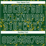Custom Green Kelly Green Gold-White Abstract Shattered Paint Splatter Two-Button Unisex Softball Jersey