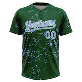 Custom Green Light Blue Kelly Green-White Abstract Shattered Paint Splatter Two-Button Unisex Softball Jersey