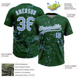 Custom Green Light Blue Kelly Green-White Abstract Shattered Paint Splatter Two-Button Unisex Softball Jersey