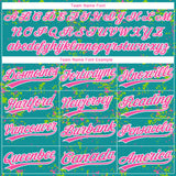 Custom Teal Pink Neon Green-White Abstract Shattered Paint Splatter Two-Button Unisex Softball Jersey
