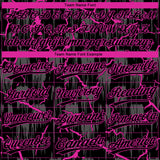Custom Black Deep Pink-Gray Raglan Sleeves Neon Lightning Crackle Two-Button Unisex Softball Jersey