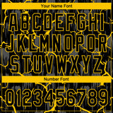 Custom Black Yellow-Gray Raglan Sleeves Neon Lightning Crackle Two-Button Unisex Softball Jersey