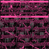 Custom Black Pink-Gray Raglan Sleeves Neon Lightning Crackle Two-Button Unisex Softball Jersey