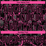 Custom Black Pink-Gray Raglan Sleeves Neon Lightning Crackle Two-Button Unisex Softball Jersey