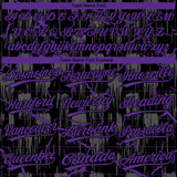 Custom Black Purple-Gray Raglan Sleeves Neon Lightning Crackle Two-Button Unisex Softball Jersey