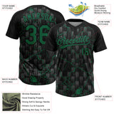 Custom Black Kelly Green-Gray Raglan Sleeves Neon Lightning Crackle Two-Button Unisex Softball Jersey