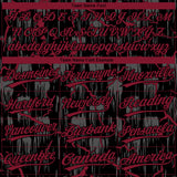 Custom Black Crimson-Gray Raglan Sleeves Neon Lightning Crackle Two-Button Unisex Softball Jersey